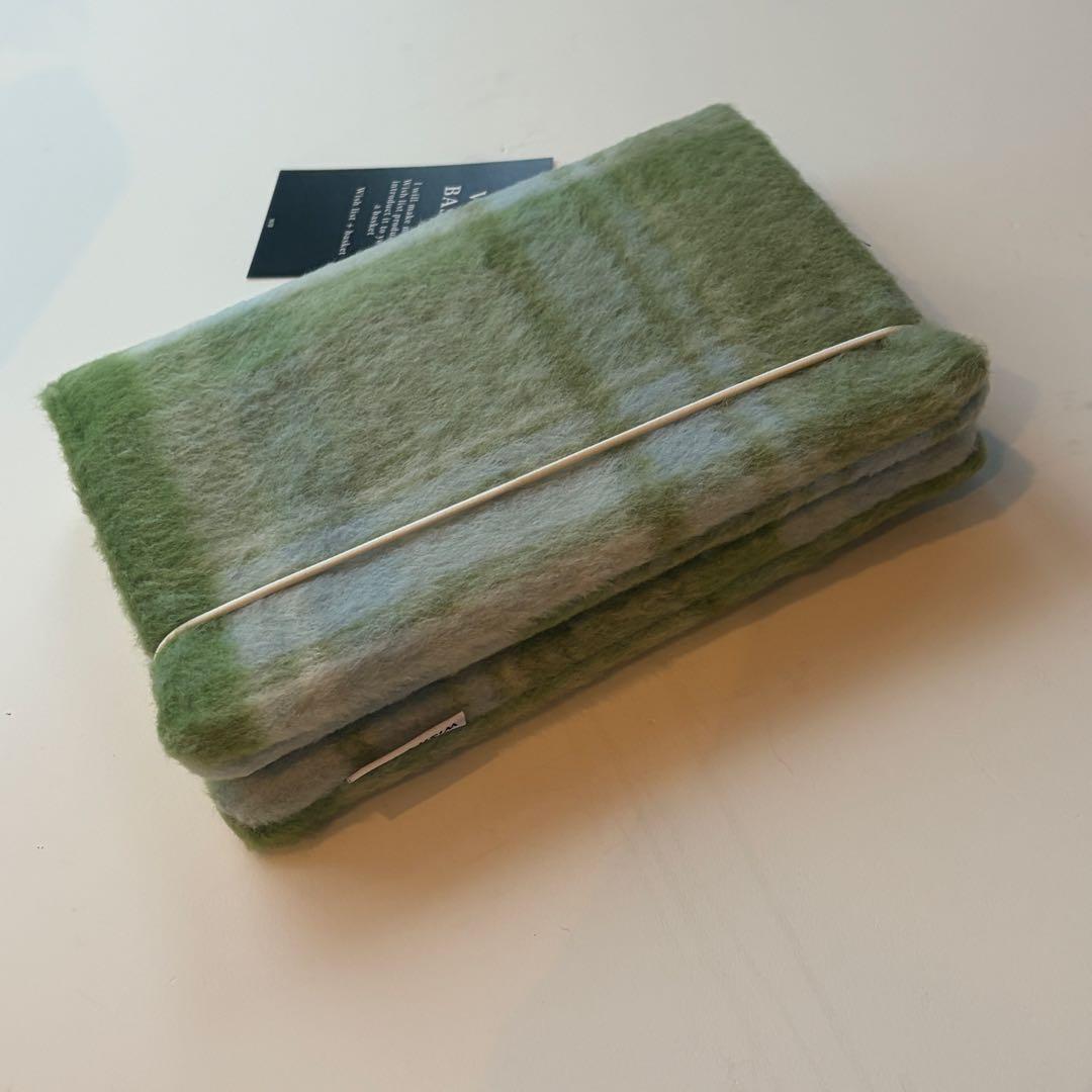 【1点のみ】バインダーカバー　グリーンチェック　A6 韓国　貯金