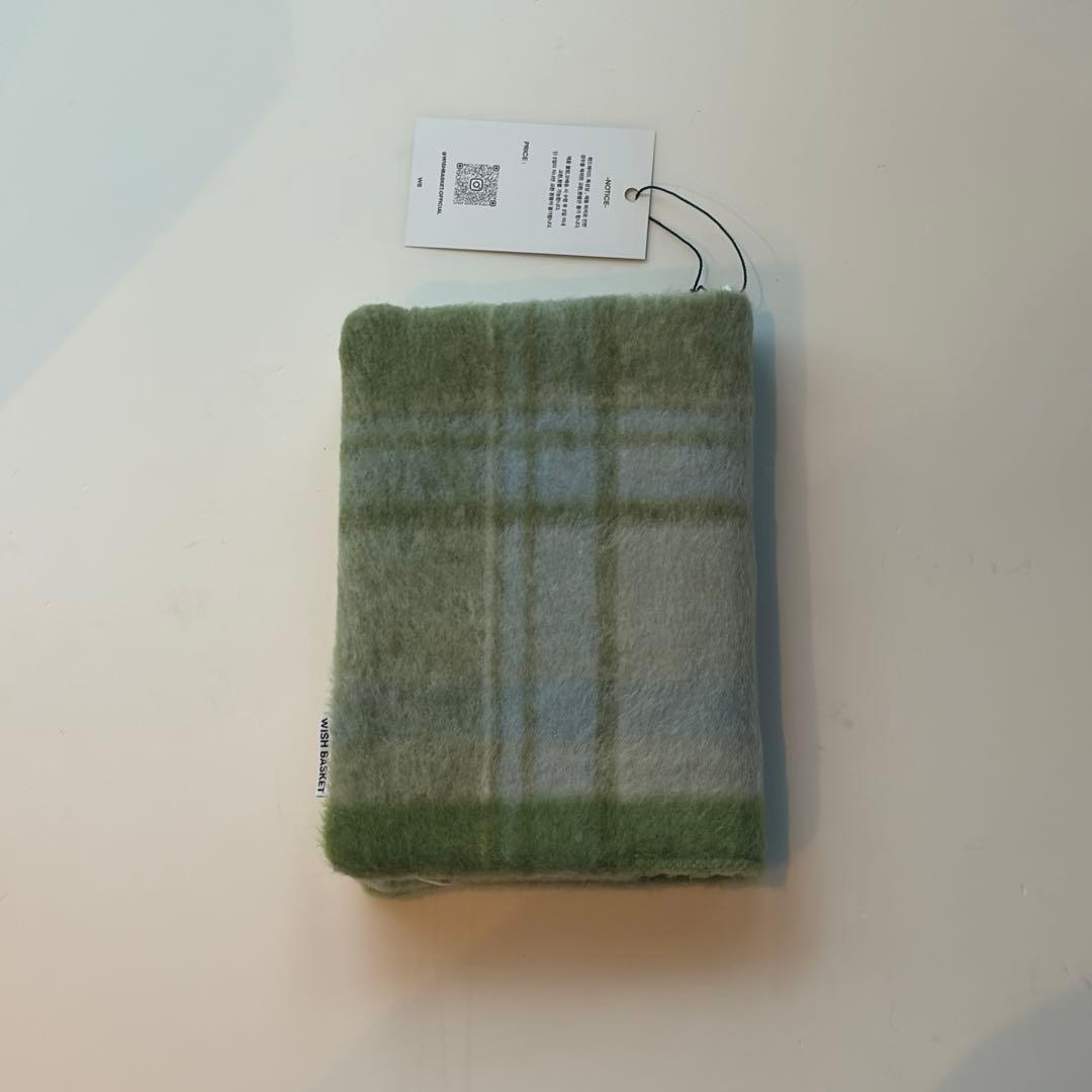 【1点のみ】バインダーカバー　グリーンチェック　A6 韓国　貯金