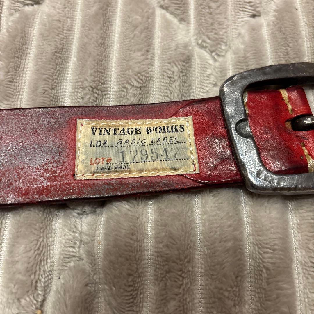 Vintage Works レザーベルト 赤 日本製 希少カラー