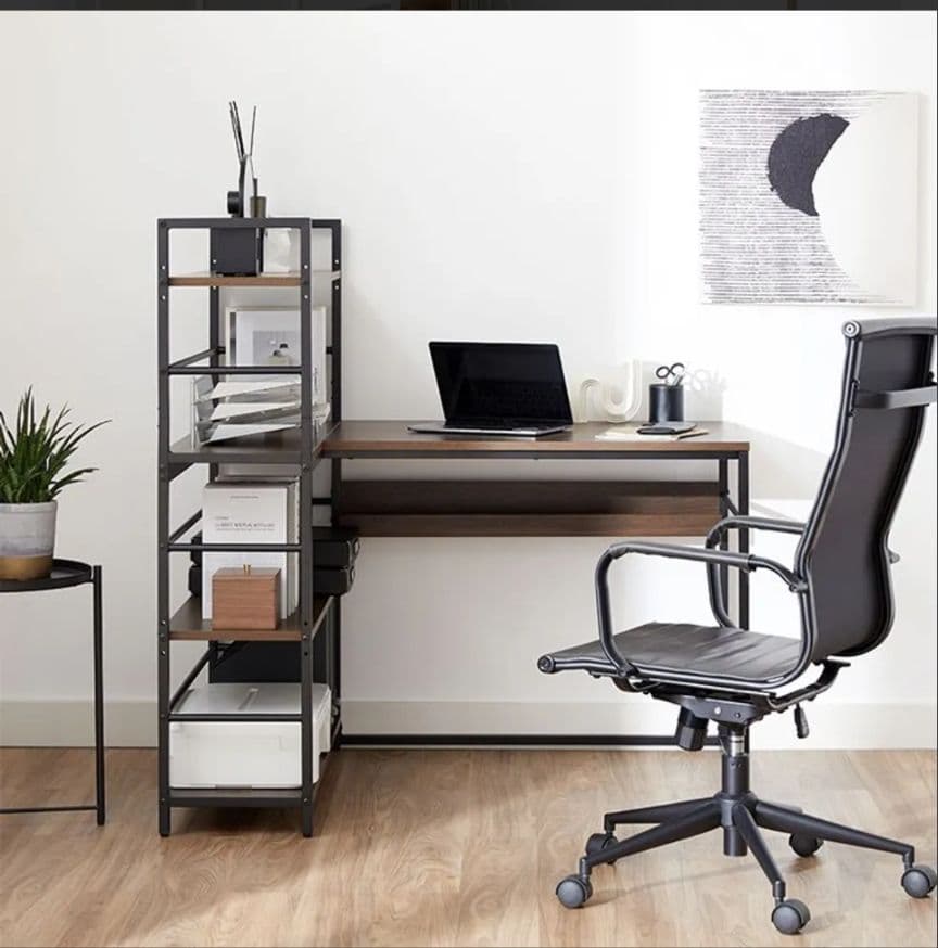 《送料込》LOWYA パソコンデスク 本棚付き システムデスク 事務 勉強机