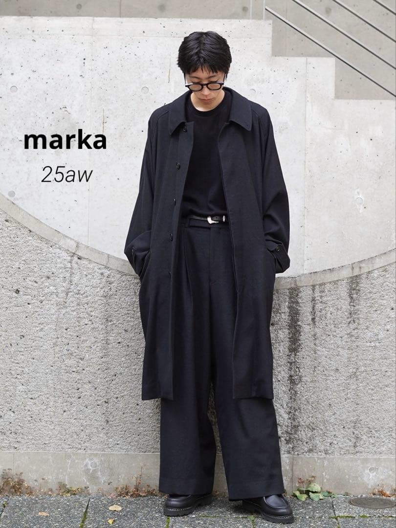 【即完品】marka 25aw ウール ステンカラー コート ブラック M