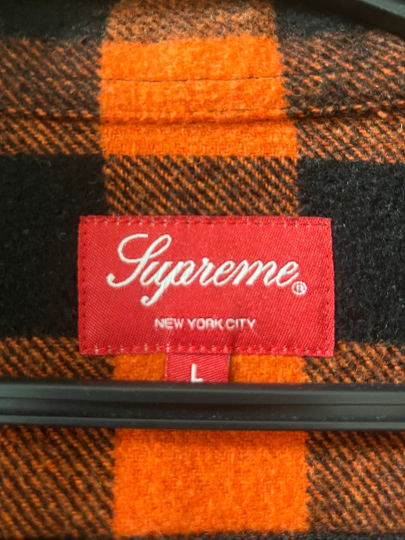 Supreme オレンジ・黒チェック L