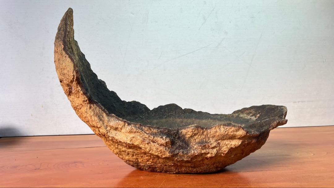 Ｊ6 自然石風植木鉢 特殊な鉢　水盤 京鞍馬風特殊な鉢　水盤60センチ