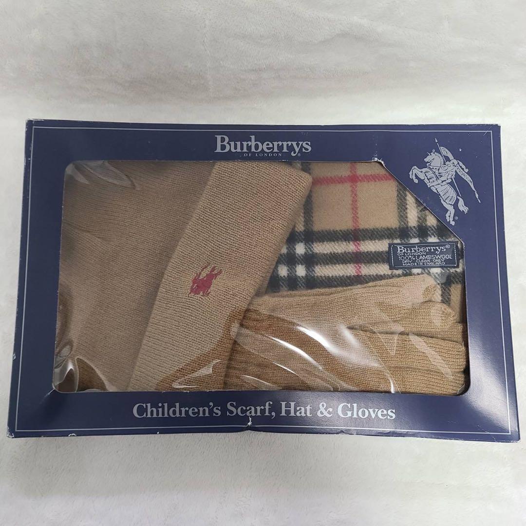 未使用級BURBERRY LONDONバーバリーキッズ　マフラー、帽子、手袋 ⓷