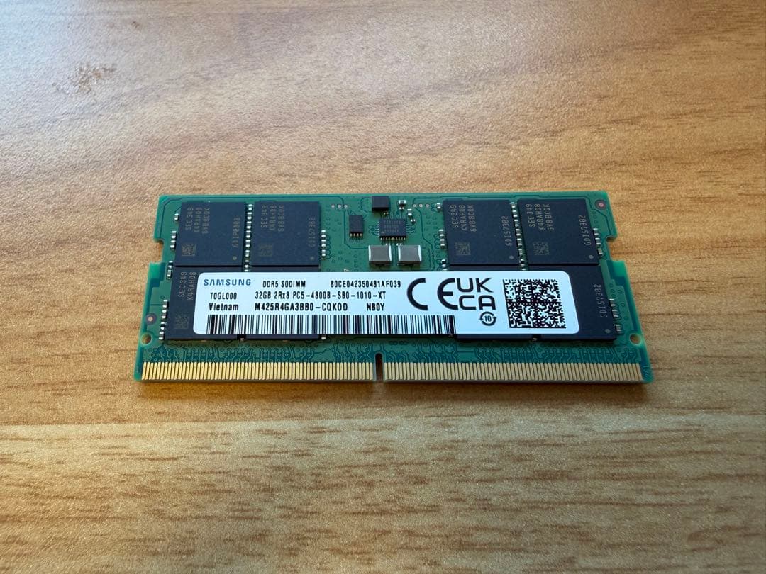 DDR5 32GB PC5-4800B 38400 ノート用