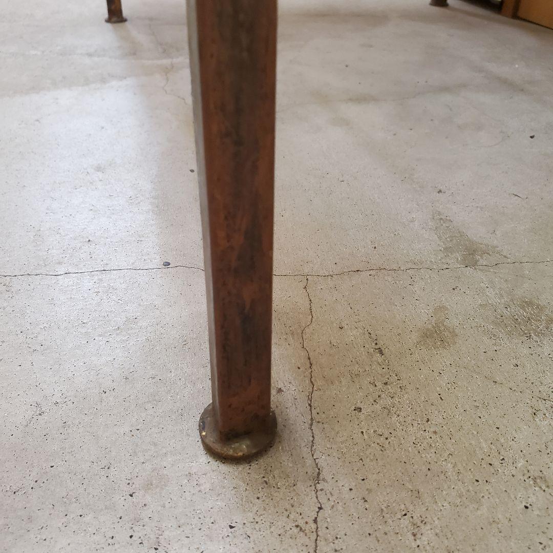 ターコイズタイル模様の長方形　アイアンテーブル