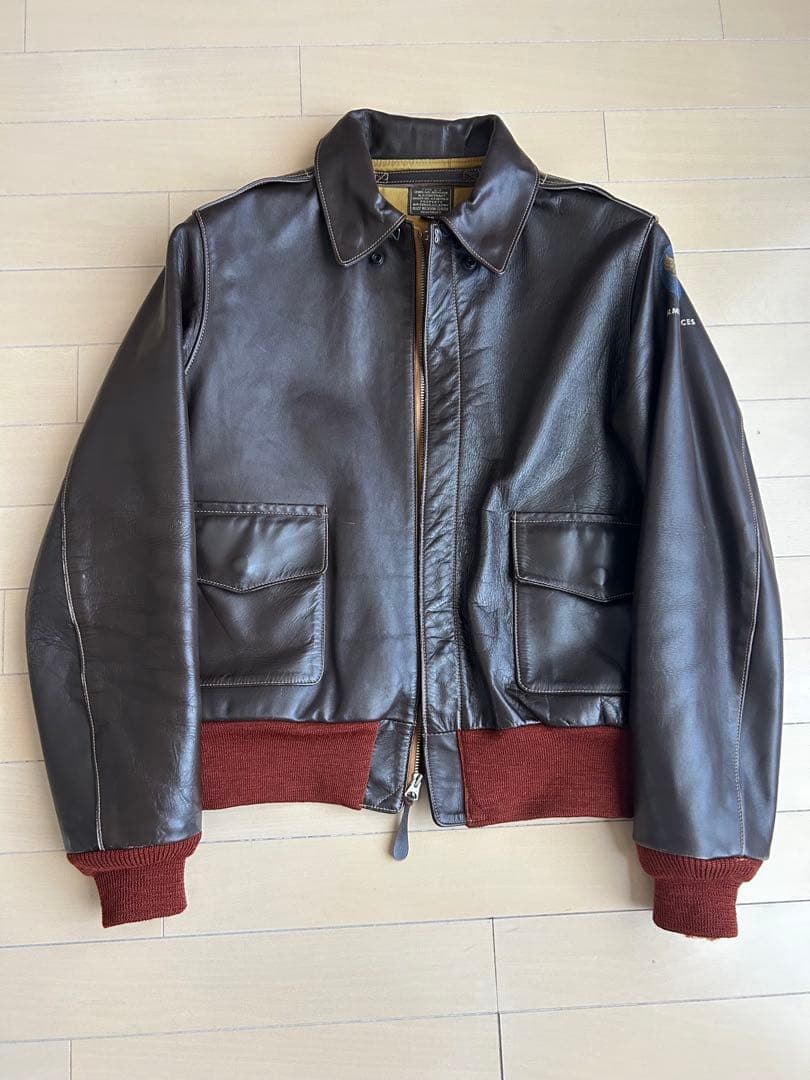 BuzzRickson's A-2 レザージャケット 38 赤リブ 人気