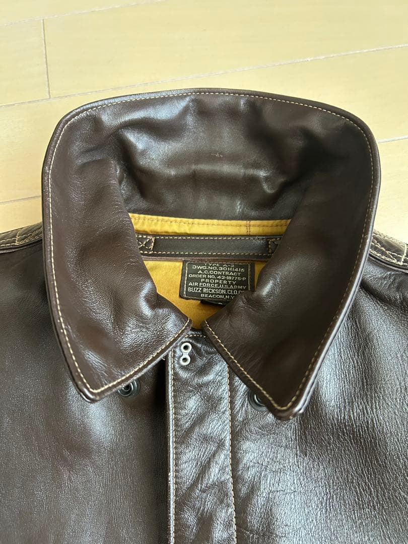 BuzzRickson's A-2 レザージャケット 38 赤リブ 人気
