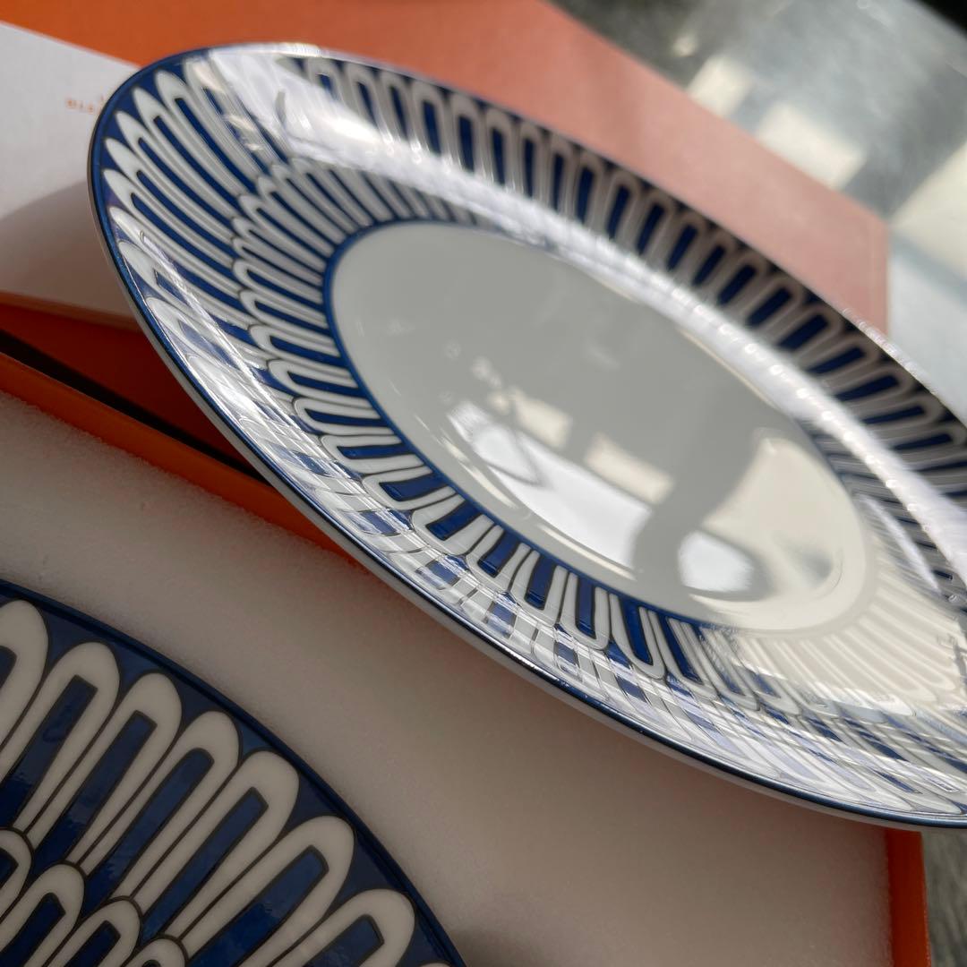 HERMES ブルーダイユール デザートプレート x2枚セット