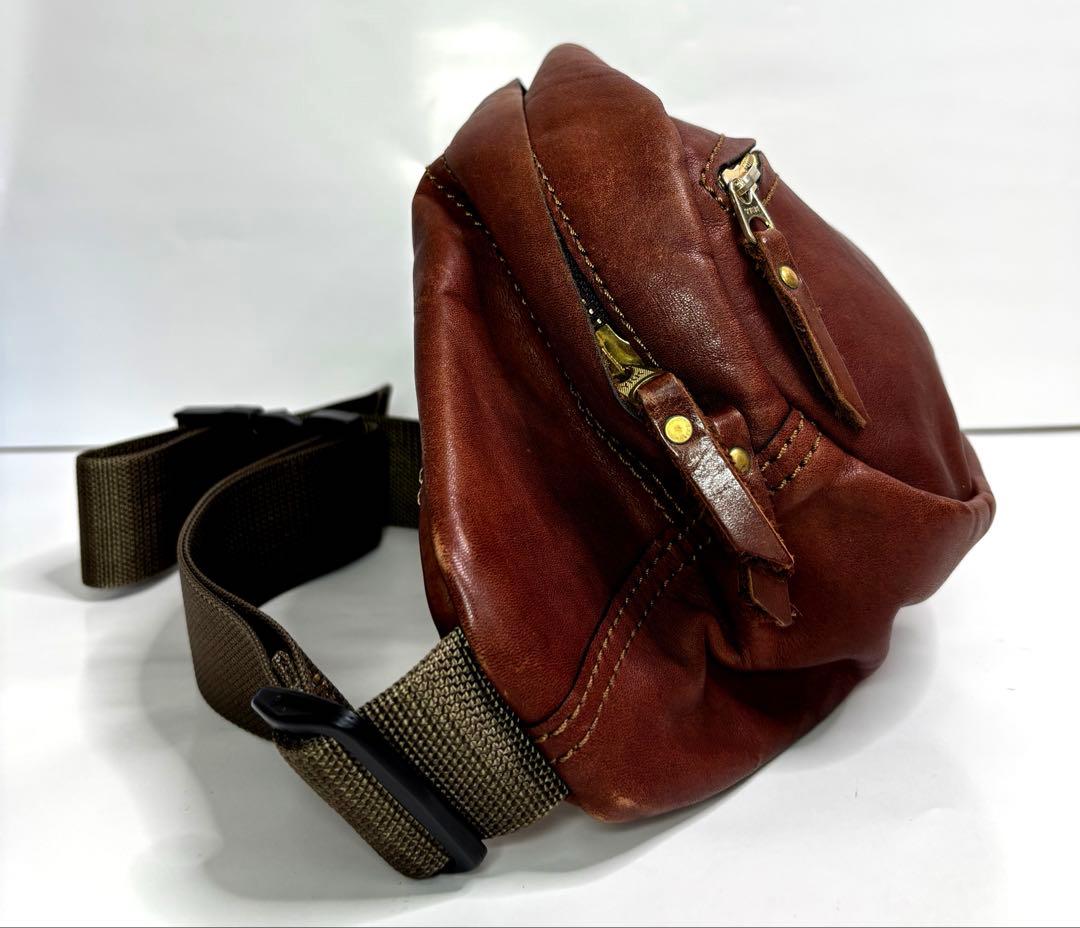 HERZ ボディバッグ ウエストバッグ レザー ブラウン