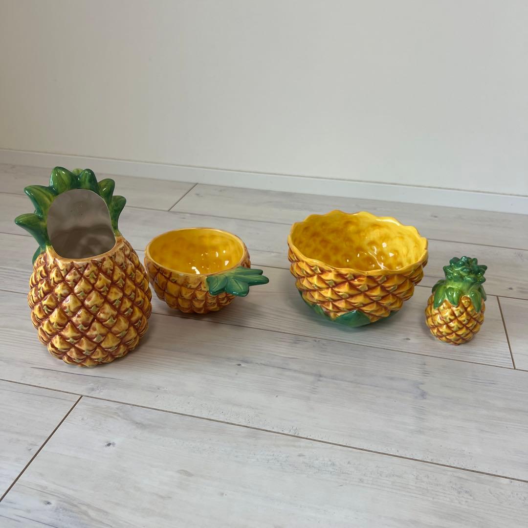 ハワイアンパイナップル型セラミック食器セット