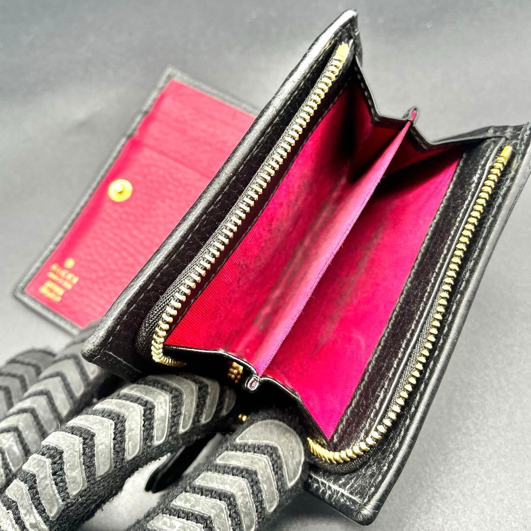 ヤマダ限定品/美品✨グッチ 折り財布 GGマーモント レザー 本革 バイカ