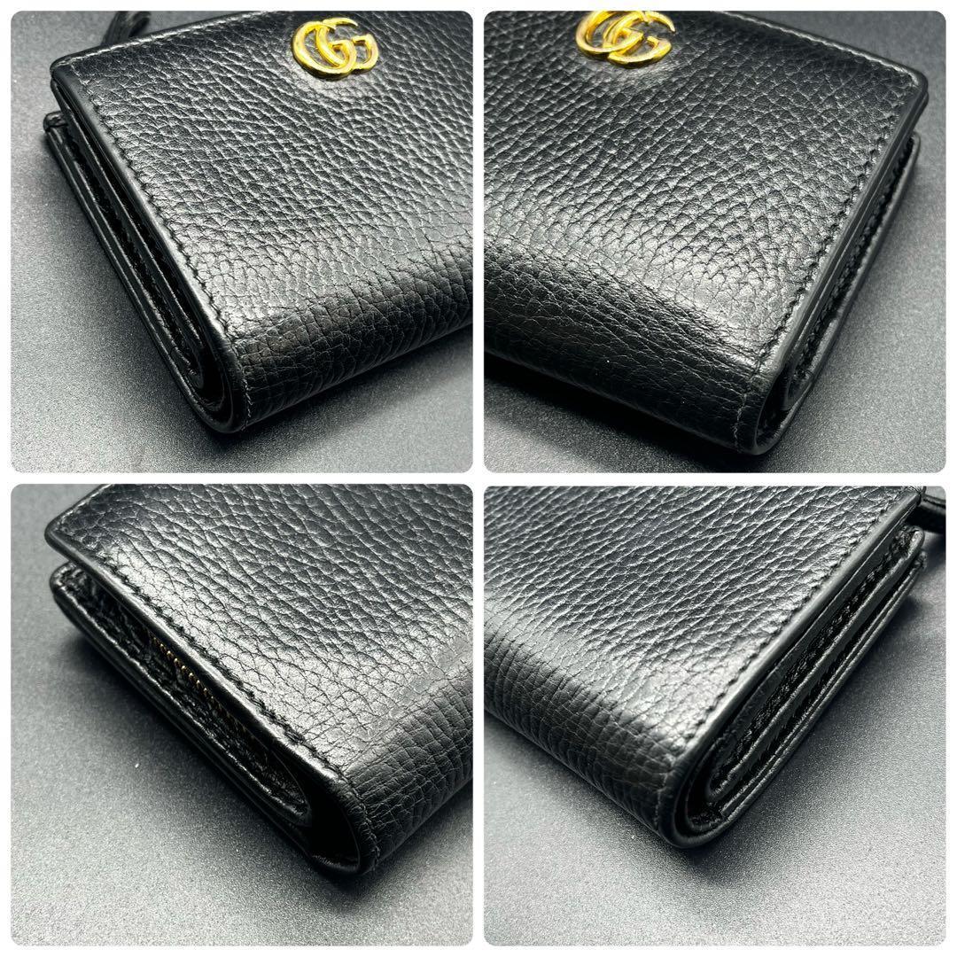 ヤマダ限定品/美品✨グッチ 折り財布 GGマーモント レザー 本革 バイカ