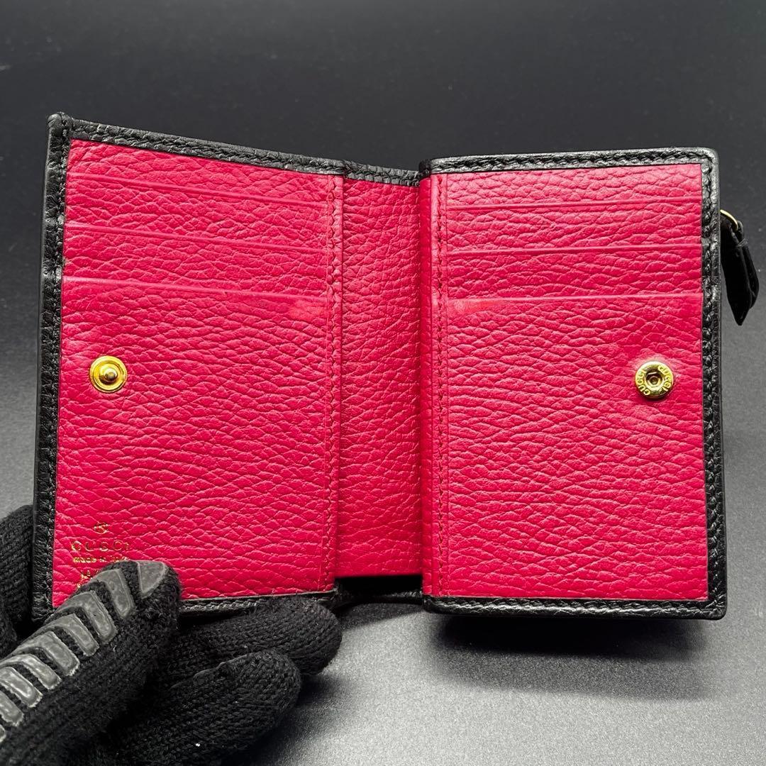 ヤマダ限定品/美品✨グッチ 折り財布 GGマーモント レザー 本革 バイカ