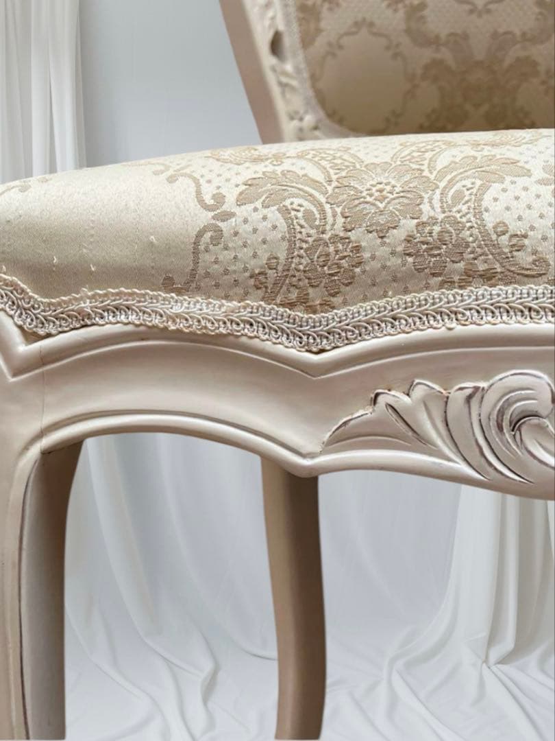 ダリア　バロックスタイル 猫脚　椅子　白　スツールセット