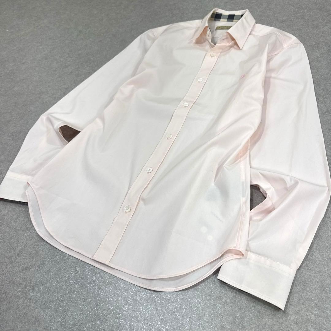 BURBERRY バーバリー 長袖 シャツ ピンク 内ノバチェック 刺繍ロゴ S