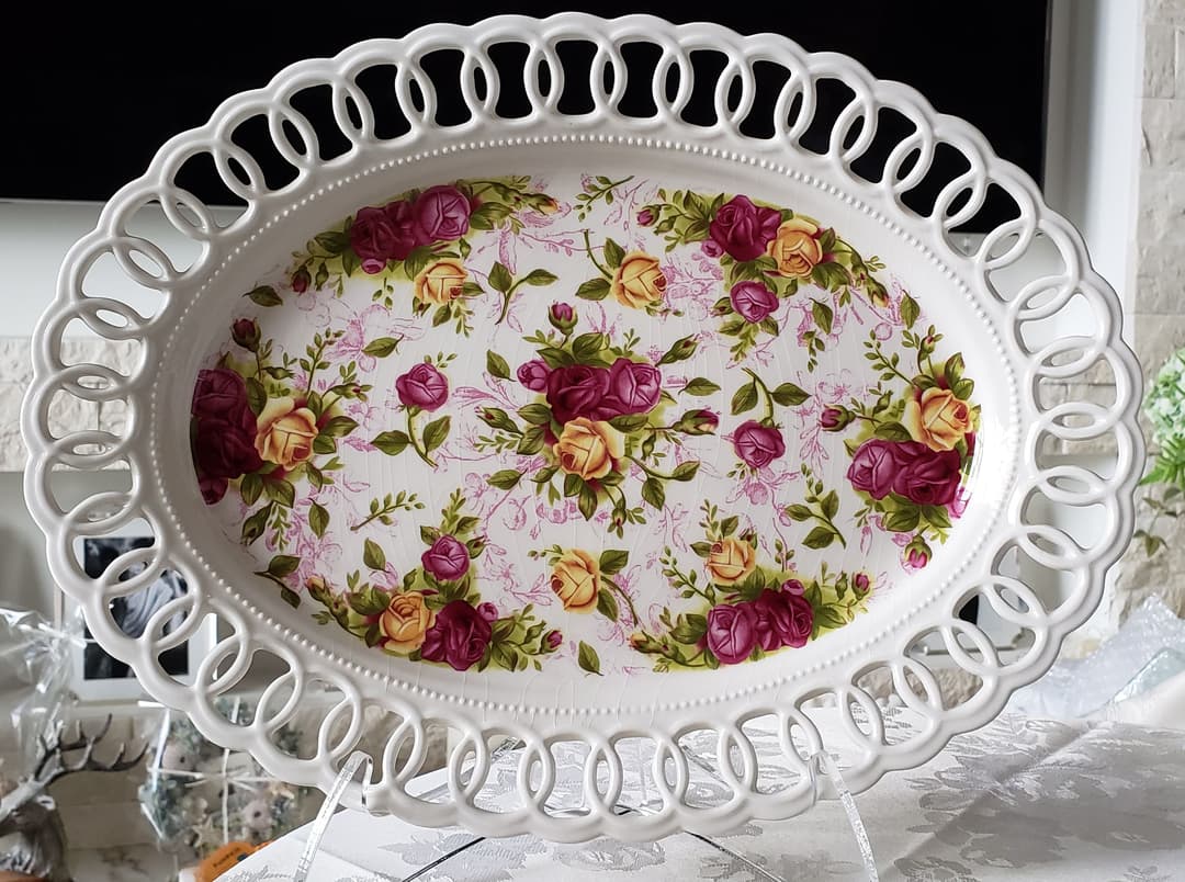 ロイヤルアルバート オールドカントリーローズ ピアス オーバルプレート トレイ