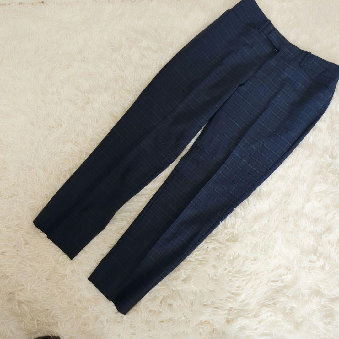 【美品】HILTON　ネイビーチェック　 ジャケット　　スカート　ストレッチ