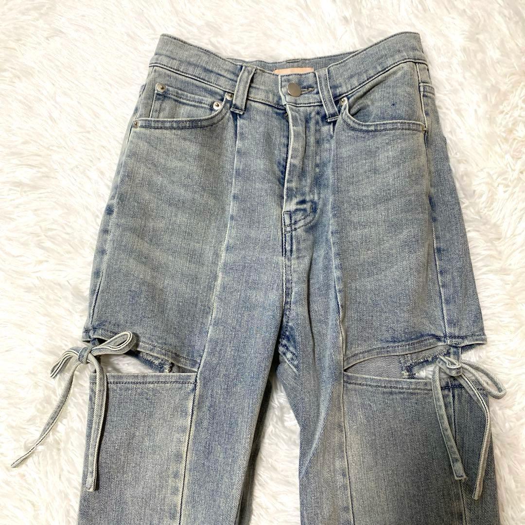 RESEXXY リゼクシー　カットアウトリボンフレアデニムパンツ