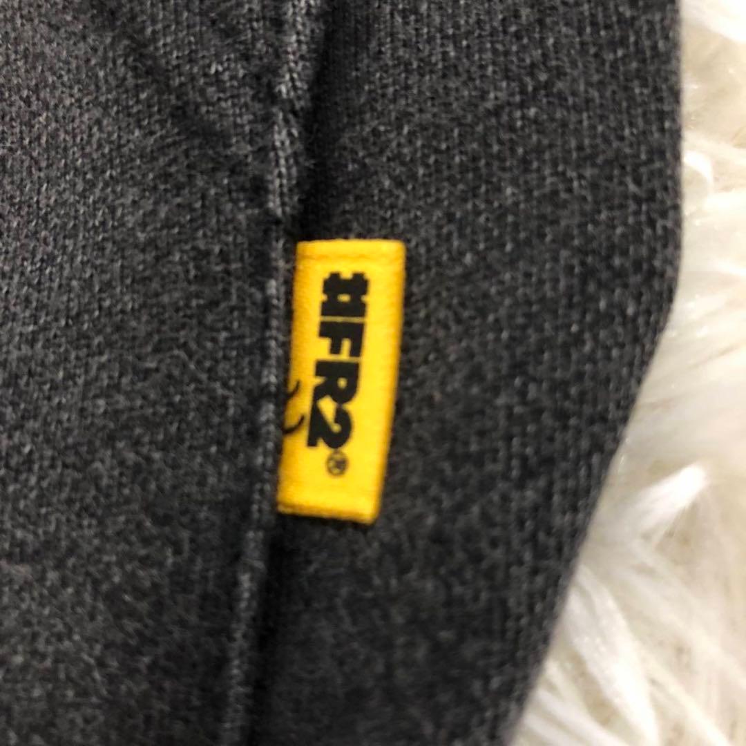 【激レア・L】FR2 くすみカラー　両面刺繍ロゴ　パーカー　ウサギ　黒系