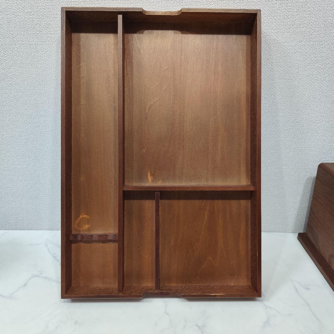 レトロ 木製 書類入れ ドロワーズ 引き出し 三段 書道具入れ 欅