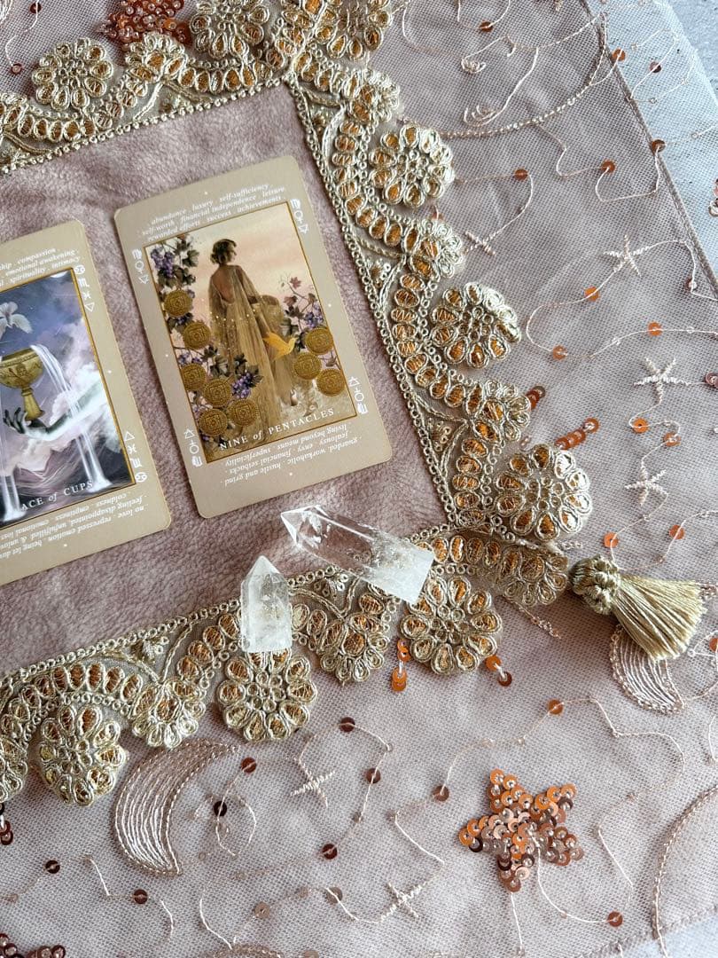 Creative Kit レースクロスとマットセット 太陽と月のレース ピンク