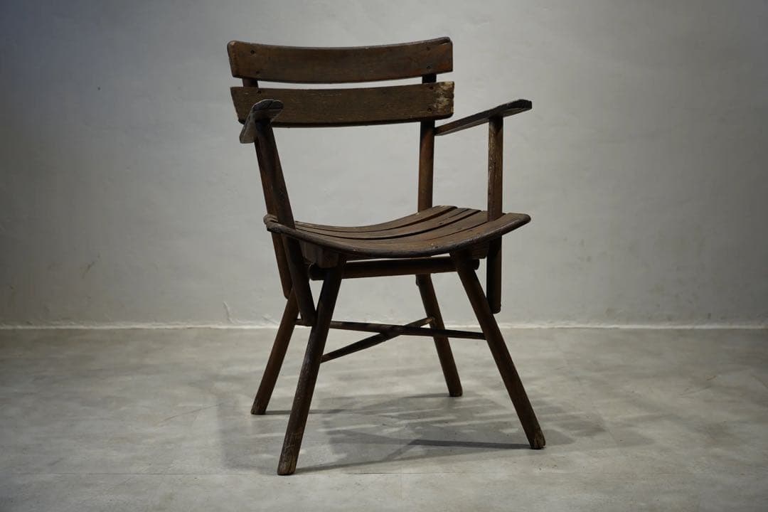 フランスアンティーク　1800年代初期　古木　アームチェア　アート