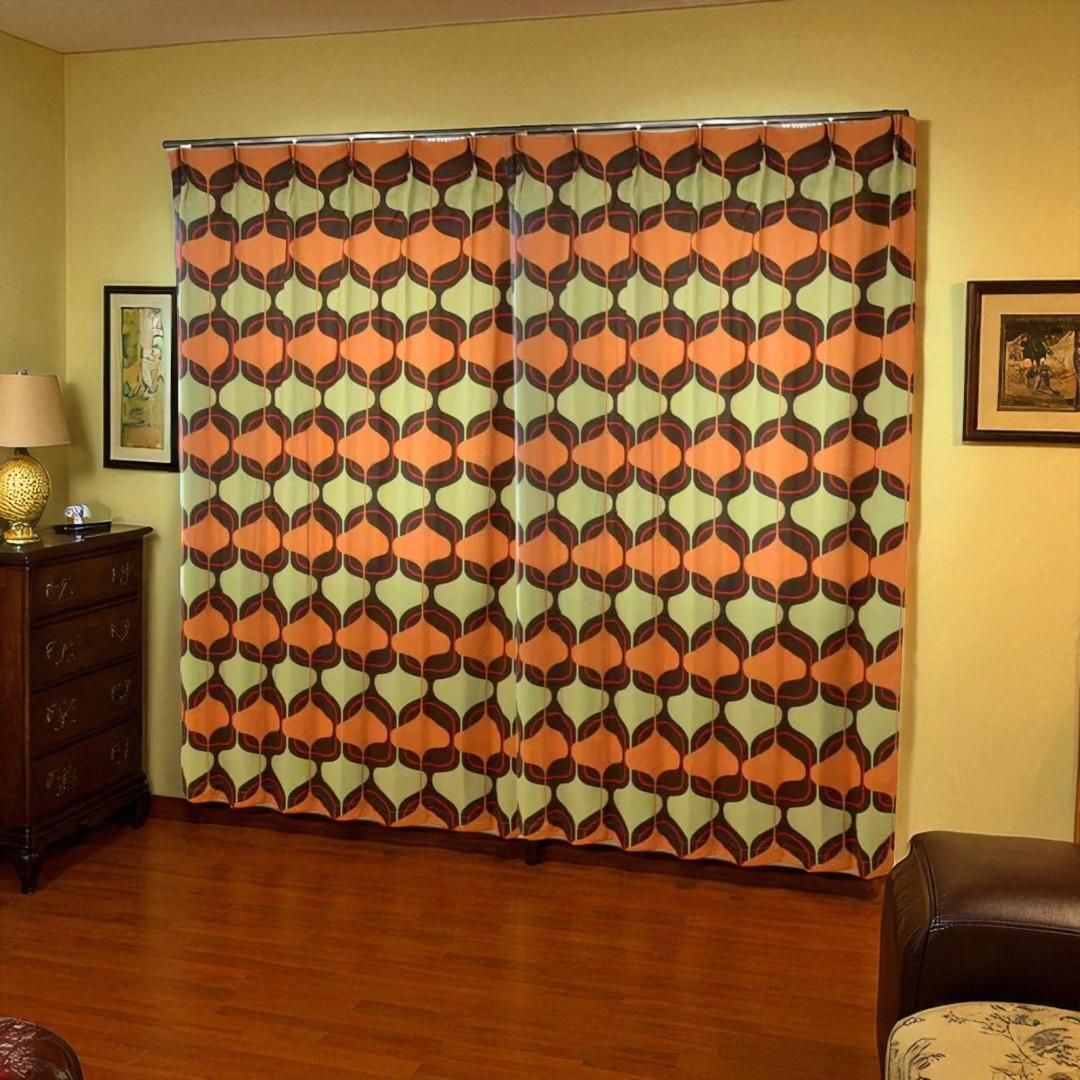 レトロ 昭和 ドレープカーテン 送料無料 クリスマスセール価格&２組購入セット割