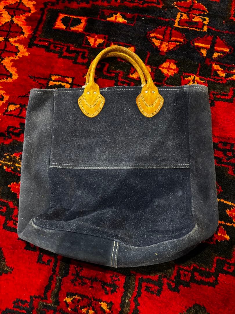 と*ぼ様 ネイビー スエード トートバッグ