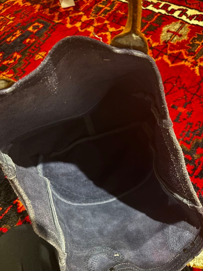 と*ぼ様 ネイビー スエード トートバッグ