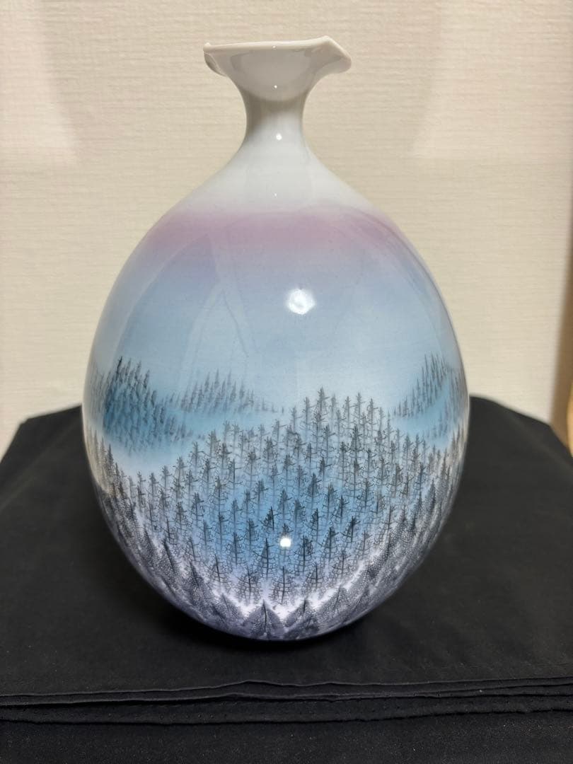 藤井朱明 壺 飾り壺 花器 日展人気作家 有田焼 朝日花瓶