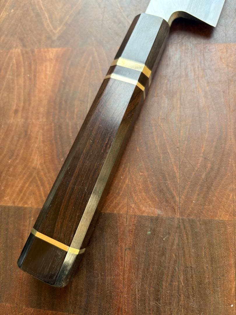 堺打刃物　切付　片刃　240mm 包丁　白鋼　和包丁　黒檀　八角朴　牛刀