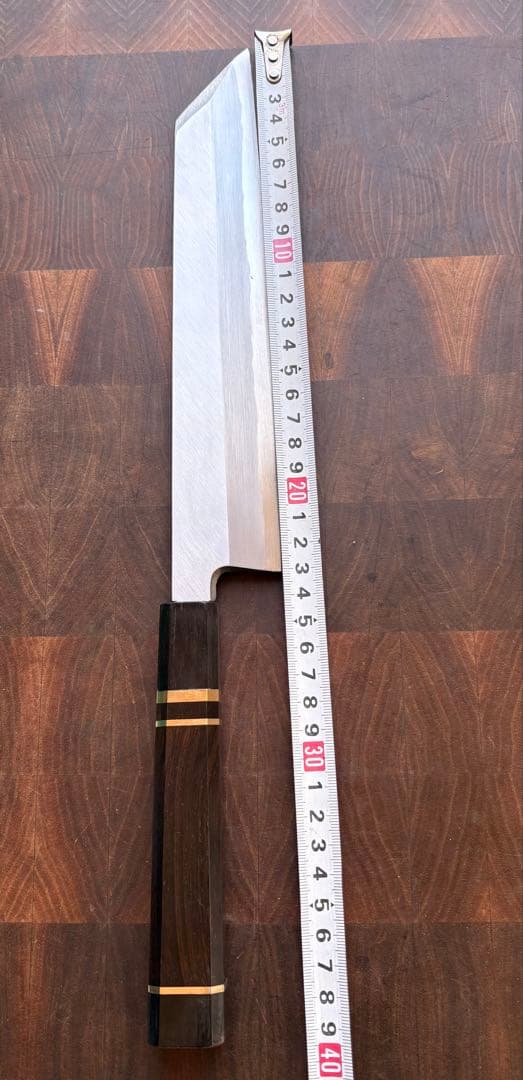 堺打刃物　切付　片刃　240mm 包丁　白鋼　和包丁　黒檀　八角朴　牛刀