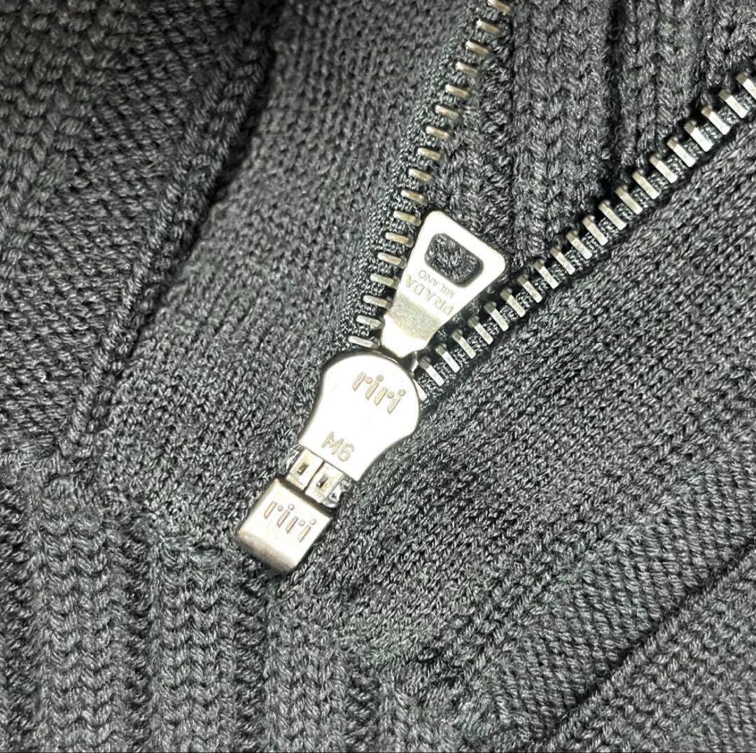 PRADA プラダ ジップアップカーディガン ブラック 50 L ウール ニット