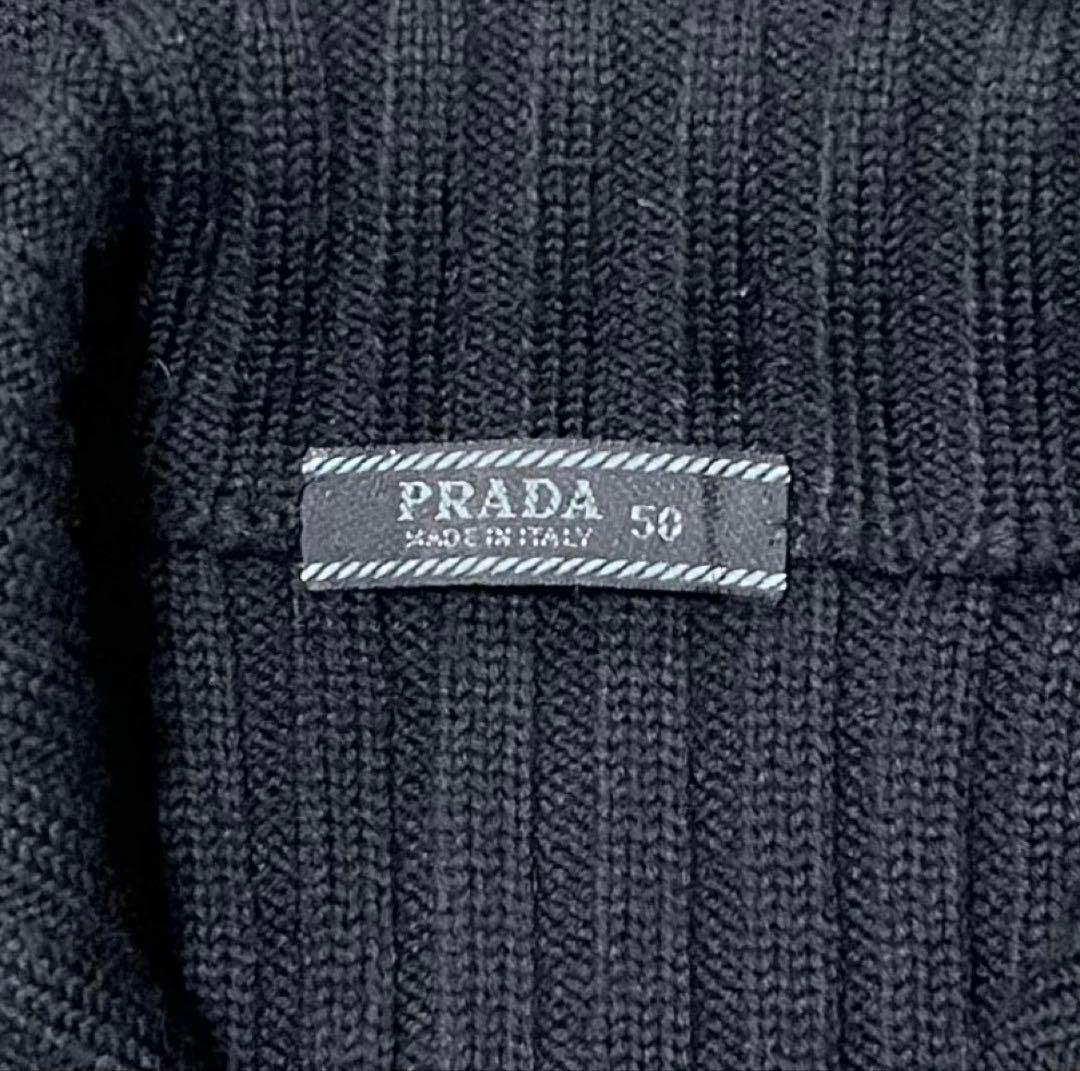 PRADA プラダ ジップアップカーディガン ブラック 50 L ウール ニット