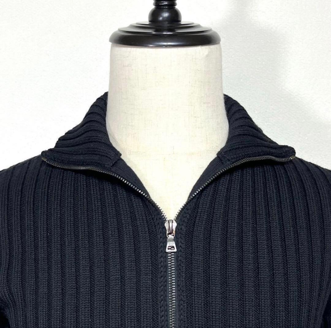 PRADA プラダ ジップアップカーディガン ブラック 50 L ウール ニット