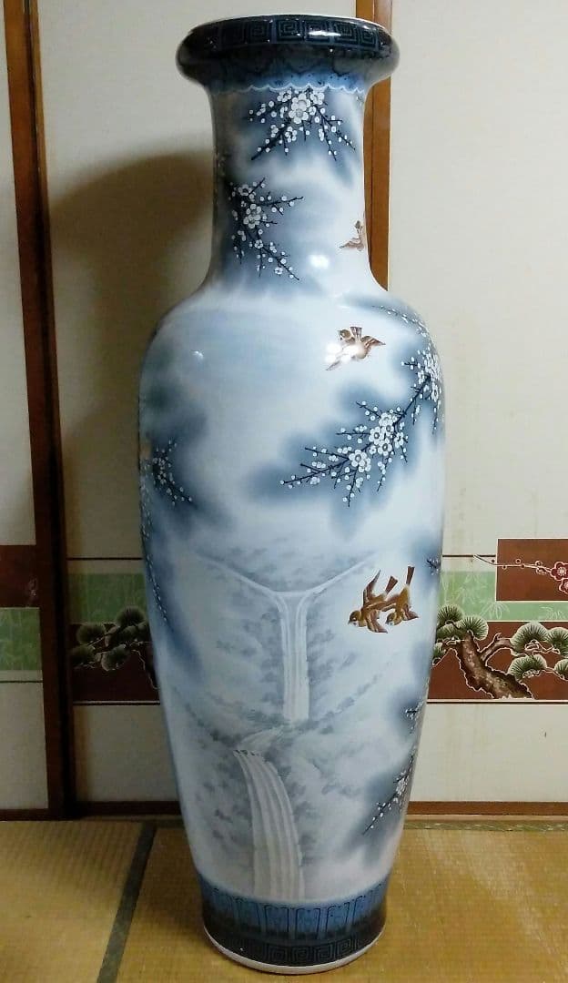 ★２/５で出品終了　超特大飾り壺158cm　花鳥図　沖縄本島引取限定　現物確認可