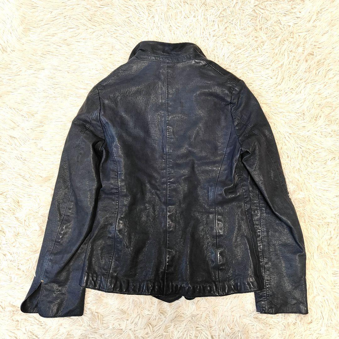 美品 45R 馬革 レザージャケット HOUSE L　インディゴ ネイビー