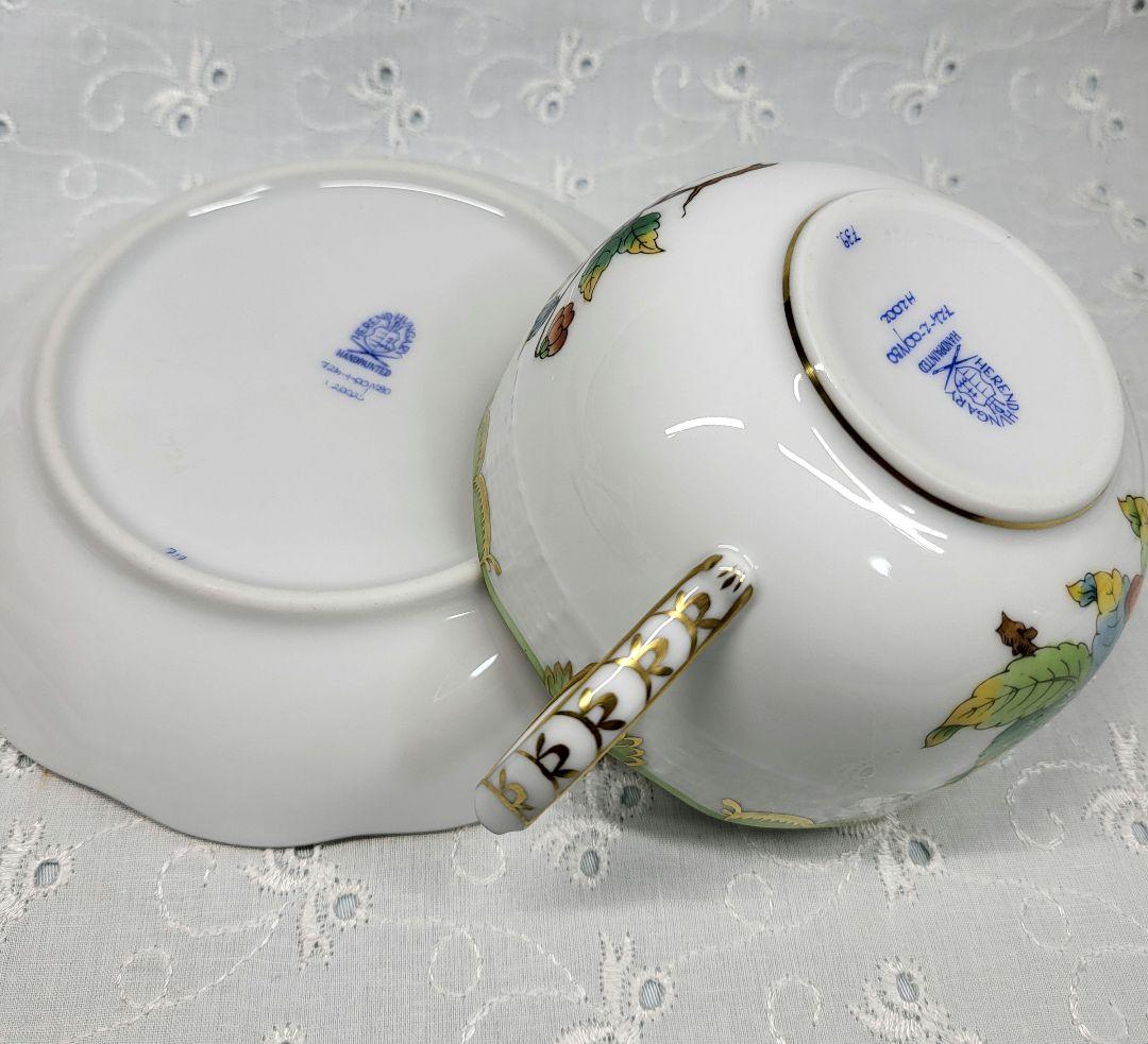 未使用近✨ヘレンド ヴィクトリアブーケ カップ&ソーサー 花 蝶