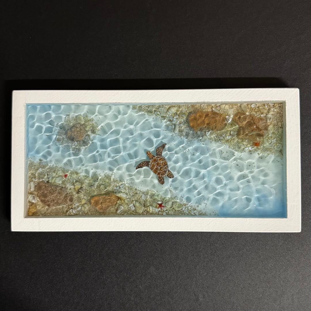 レジンアート オーシャンアート ウミガメ ホヌ 沖縄 海 波紋