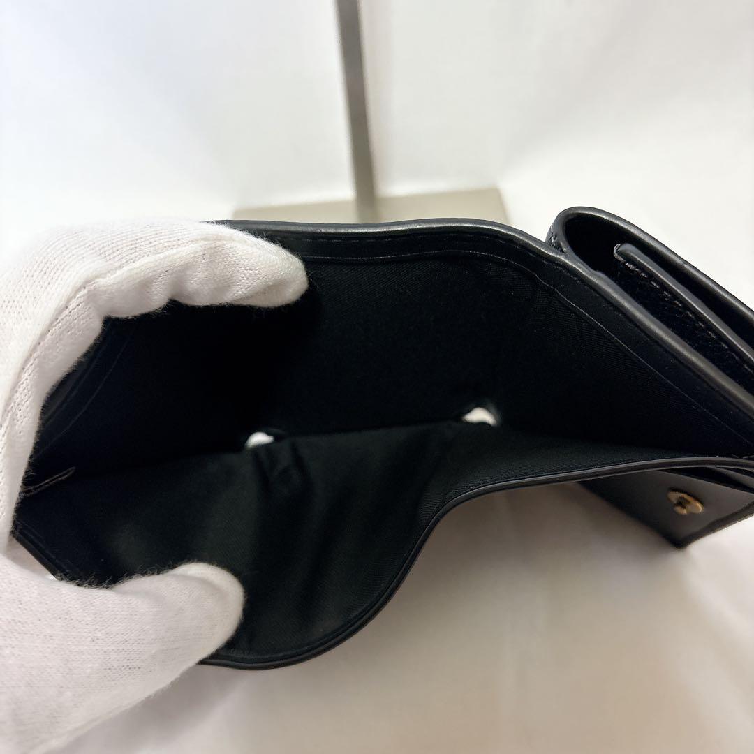 【美品】COACH コーチ ティーローズ トライフォールド ブラック レザー