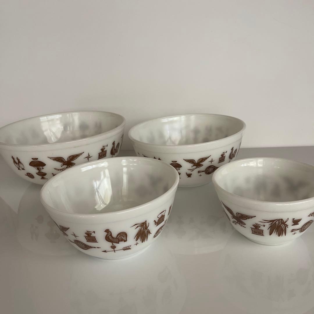 オールドパイレックス　ミキシングボウル　アーリーアメリカン４セット　ヴィンテージ