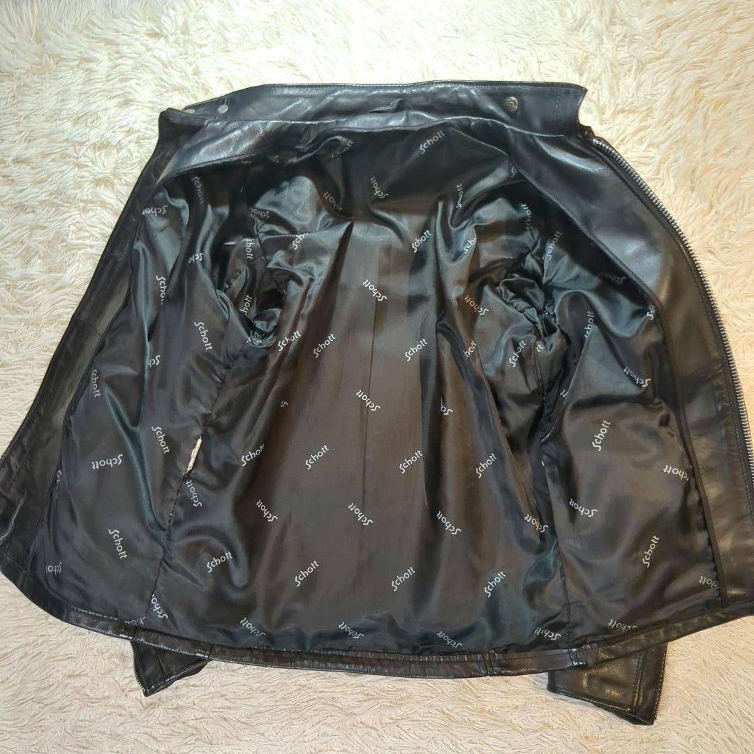美品 Schott 641 (M) シングルライダース LENZIP レザー 黒