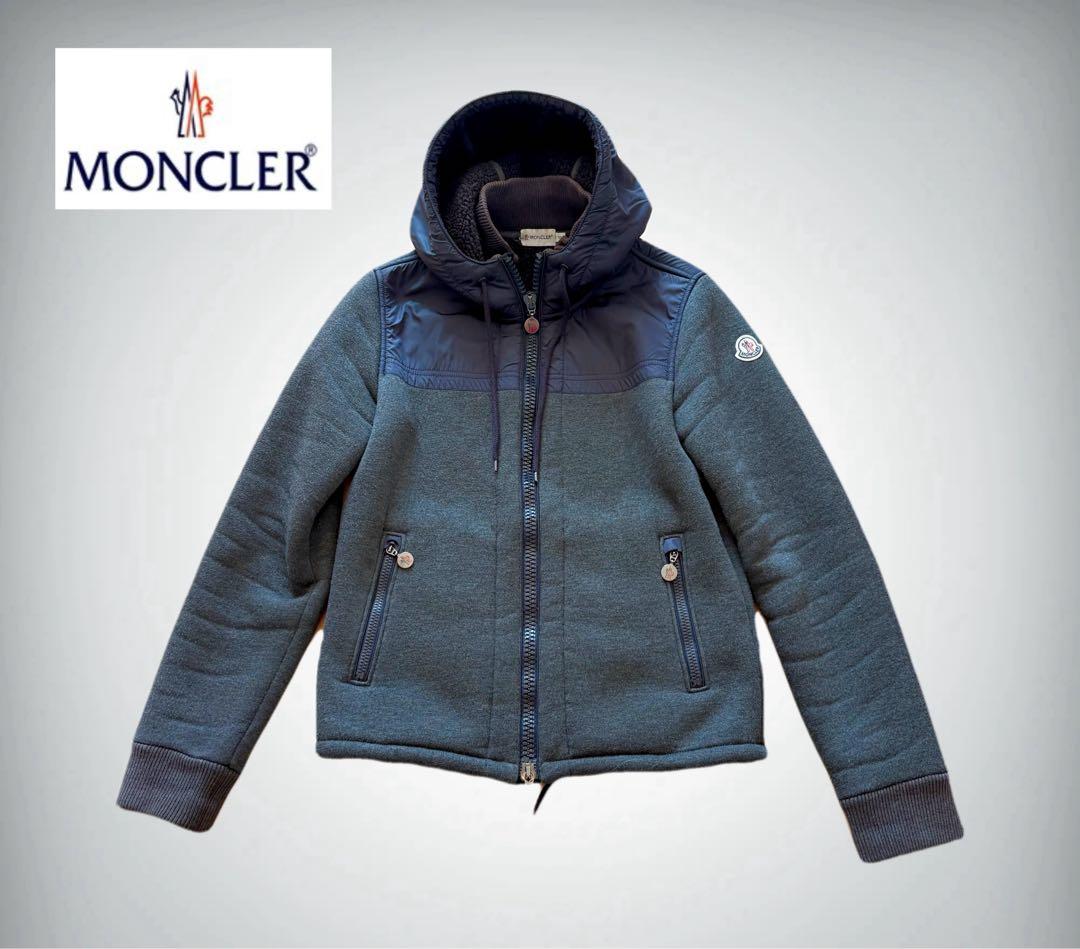 【MONCLER】MAGLIA CARDIGAN　切替　ボアパーカー　グレー系S