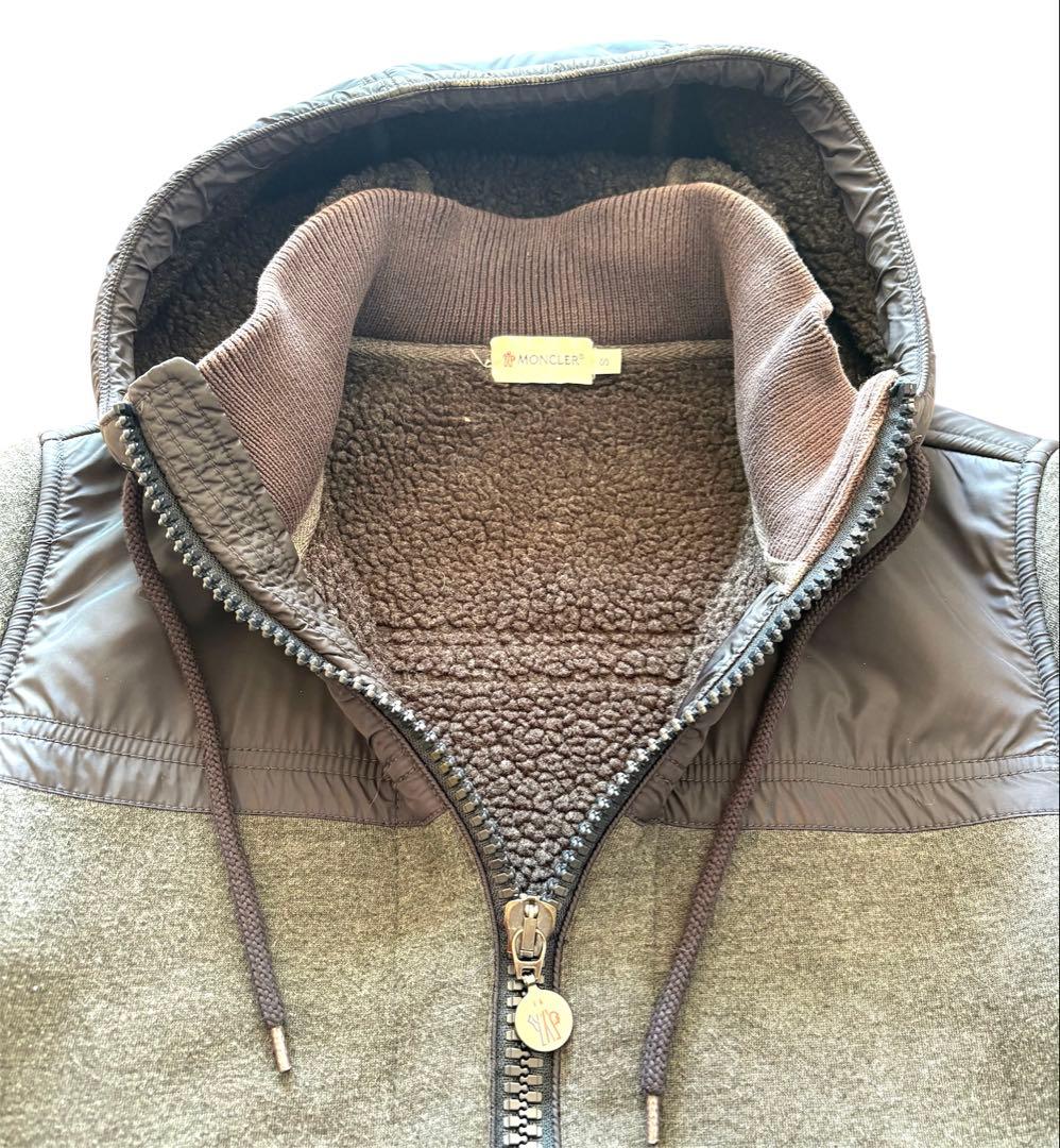 【MONCLER】MAGLIA CARDIGAN　切替　ボアパーカー　グレー系S