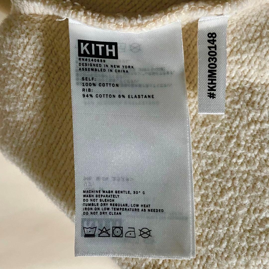 【美品】KITHキス☆刺繍ボックスロゴスウェットパーカーLクリーム