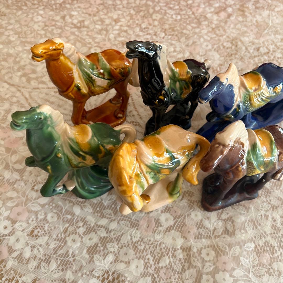 陶器　唐三彩馬の置物6体