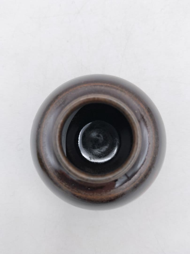 c906【新品・未使用】茶入 大名物漢作 福原茄子写 龍喜窯 木箱 茶道具