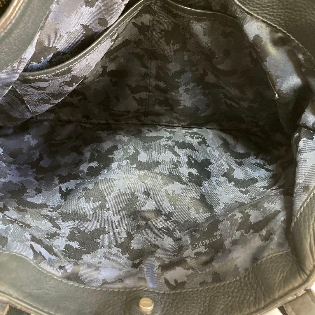 アニアリ トートバッグ シボ革 本革 レザー ネイビー　A4可