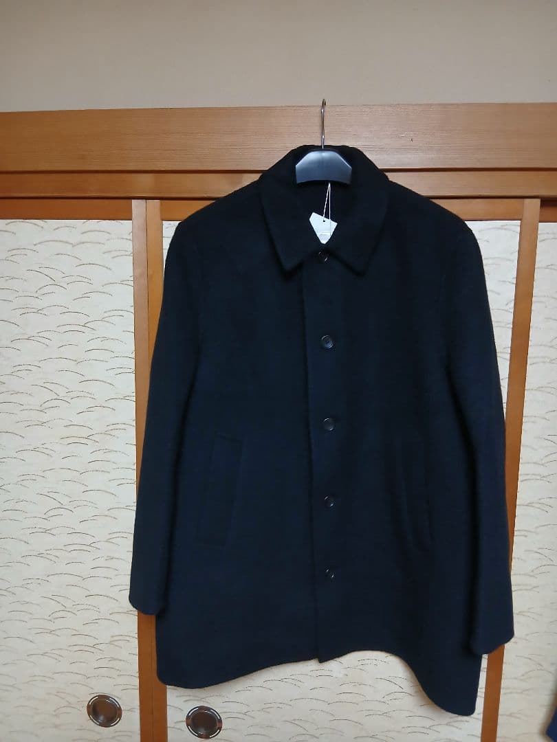 MUJI Labo　カシミヤ混ショートステンカラーコート　L　黒　未使用タグ付